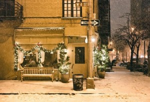 west village in snow